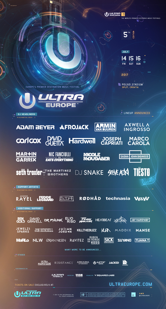 ULTRA EUROPE 2017 LINEUP