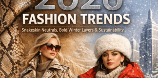 Illustration of 2026 Fashion Trends: Snakeskin Neutrals, Bold Winter Layers and Sustainability