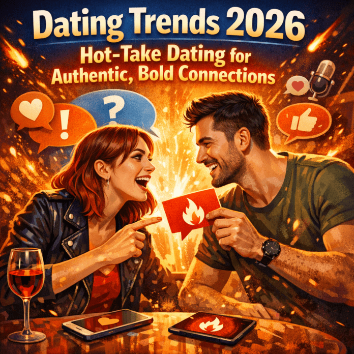 Illustration of Dating Trends 2026: Hot-Take Dating for Authentic, Bold Connections