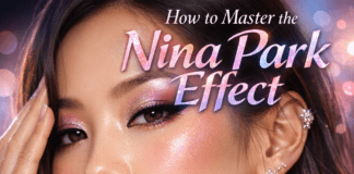 How to Master the Nina Park Effect, 2026’s Top Beauty Trend Close-up of a woman wearing the Nina Park effect makeup look, featuring soft, blended eyeshadow and natural, glowing skin.