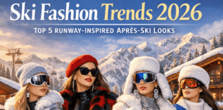 Ski Fashion Trends 2026: Top 5 Runway-Inspired Après-Ski Looks Models in 2026 ski fashion trends, wearing chic runway-inspired après-ski outfits with bold colors and luxe layers