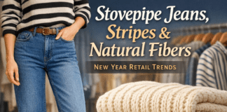 Illustration of Stovepipe Jeans, Stripes and Natural Fibers: New Year Retail Trends