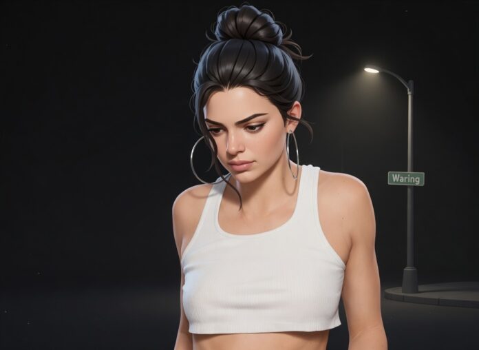 Kendall Jenner Models Bold Crop Top Look Kendall Jenner Models Bold Crop Top Look