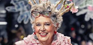 Prue Leith Opens London Fashion Week in Botanical Couture