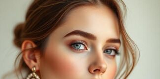 Fashion model with glossy hydrated lips in a luxury editorial beauty shoot