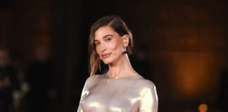 Hailey Bieber Metallic Gown Defines 2026 Glamour