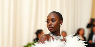 Ayo Edebiri wearing a white Chanel gown with soft draping at Met Gala 2026