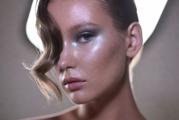 e.l.f. Halo Glow Beauty Trend 2026 Model with radiant dewy skin wearing luminous makeup inspired by e.l.f. Halo Glow Liquid Filter