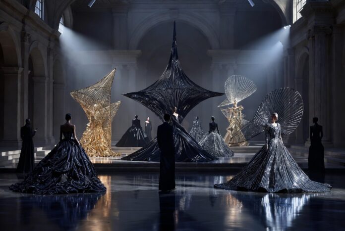 Celebrities wearing sculptural couture at Met Gala 2026 red carpet transformed into fashion art installation