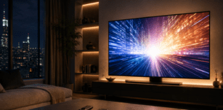 Streaming Wars Intensify as Netflix, HBO Max, Prime Video, and Hulu Expand Massive 2026 Slates Modern living room with glowing television screen representing the streaming wars 2026 competition between Netflix HBO Max Prime Video and Hulu for viewer attention