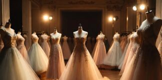 Ballet-inspired couture gowns featured during Valentino runway show presentation.