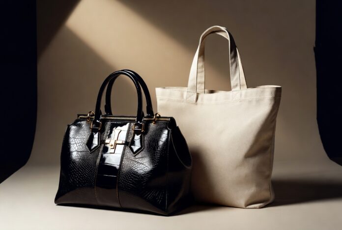 Viral Tote Bags vs Luxury Handbag Culture Contrast between viral tote bags and Chanel luxury handbags in modern fashion economy