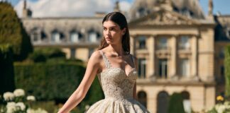 Dior Couture 2026: The Full Collection Review Model in ivory needle-lace embroidered couture gown in a Parisian museum garden representing the Dior couture 2026 Spring Summer haute couture collection reviewed by Runway Magazine