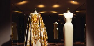 Versace vs Versace: Gianni vs Donatella’s Design Philosophy Two Versace looks representing Gianni vs Donatella Versace design philosophy comparison covered in Runway Magazine's complete guide to both creative eras