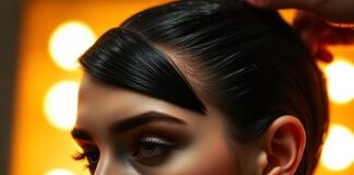 Model with precision wet hair look runway backstage showing lacquered gel finish representing Runway Magazine's complete guide to the wet hair trend at every fashion week show in 2026